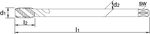 Phantom HSS-E PM machinetapm, metrisch‚ TiCN‚ d1: M20 - P: 2,5 - l1: 140 - l2: 34 - d2: 16-1