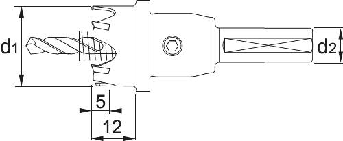 Phantom HM-tip gatfrees materiaaldikte <5 mm, 15,2 mm-1