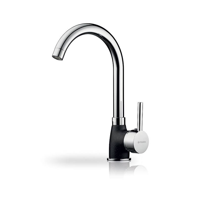Pyramis Bello Duo keukenmengkraan 090927138 Graniet, zilver/zwart gestippeld-0