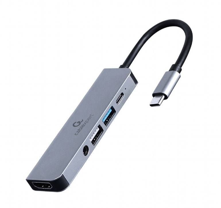 GEMBIRD A-CM-COMBO5-02 Hub USB; USB 3.1 Gen 1; Cablexpert; PnP; grijs; Aantal poorten: 5 - 1 stuk-0