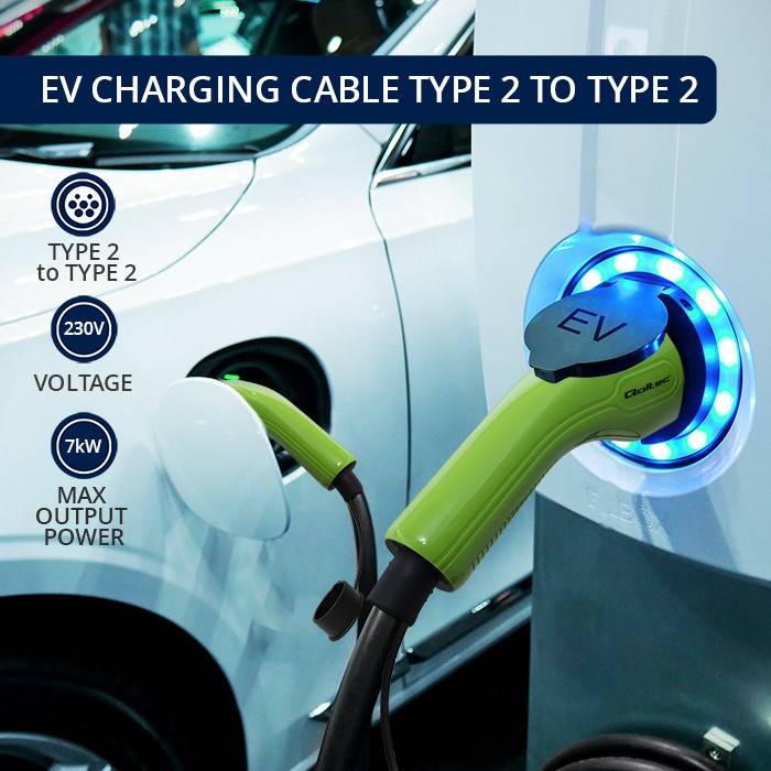 Qoltec 52472 EV-kabel Type 2 voor auto-opladen | 230V | 7 kW | 32A | 5m-1