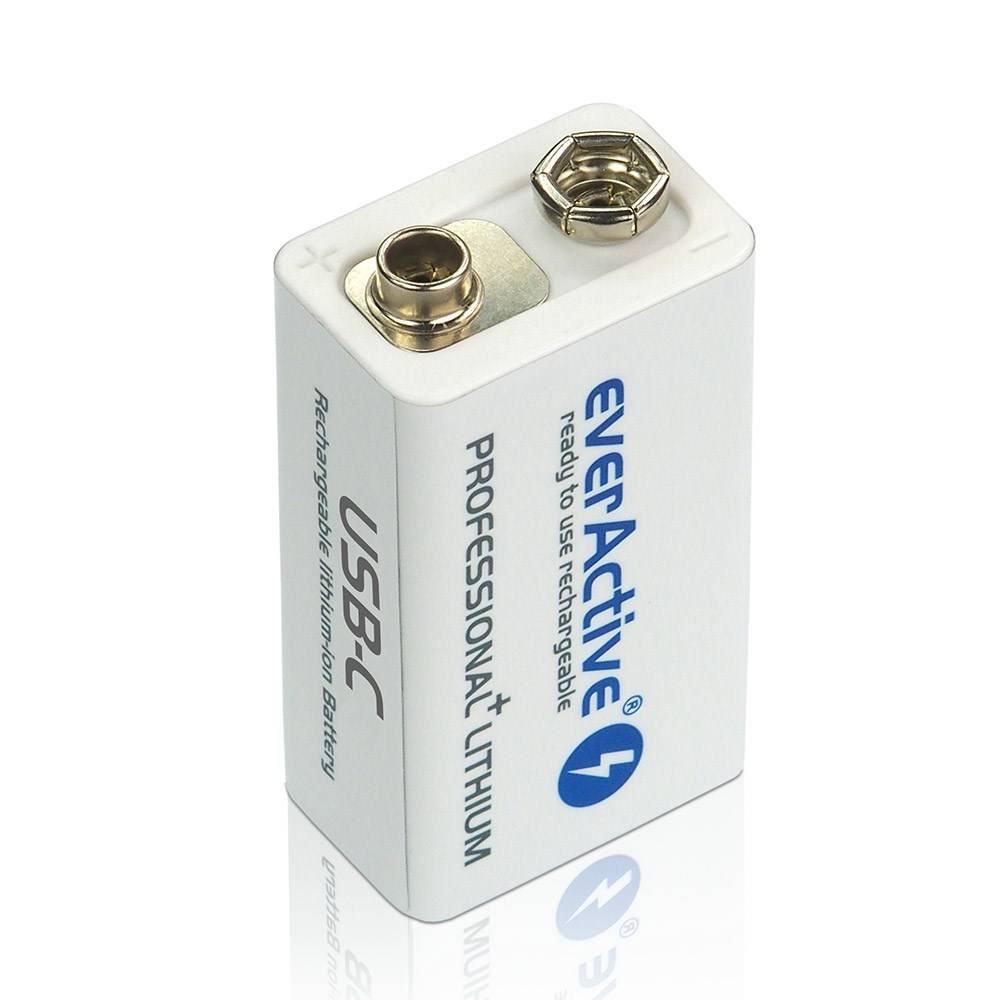 Oplaadbare everActive 6F22/9V Li-ion batterij 550 mAh met USB Type-C-1