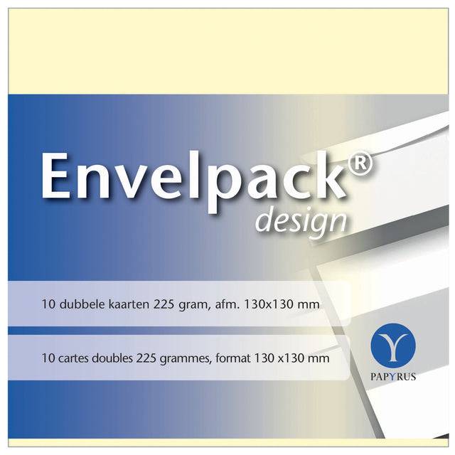 Dubbele kaart Papyrus Envelpack Design vierkant 130x130mm ivoor 894460 set van 10-1