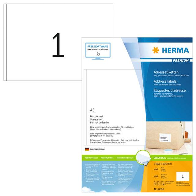 HERMA adresetiketten A5 wit 148,5x205 mm papier 400 stuks.-9