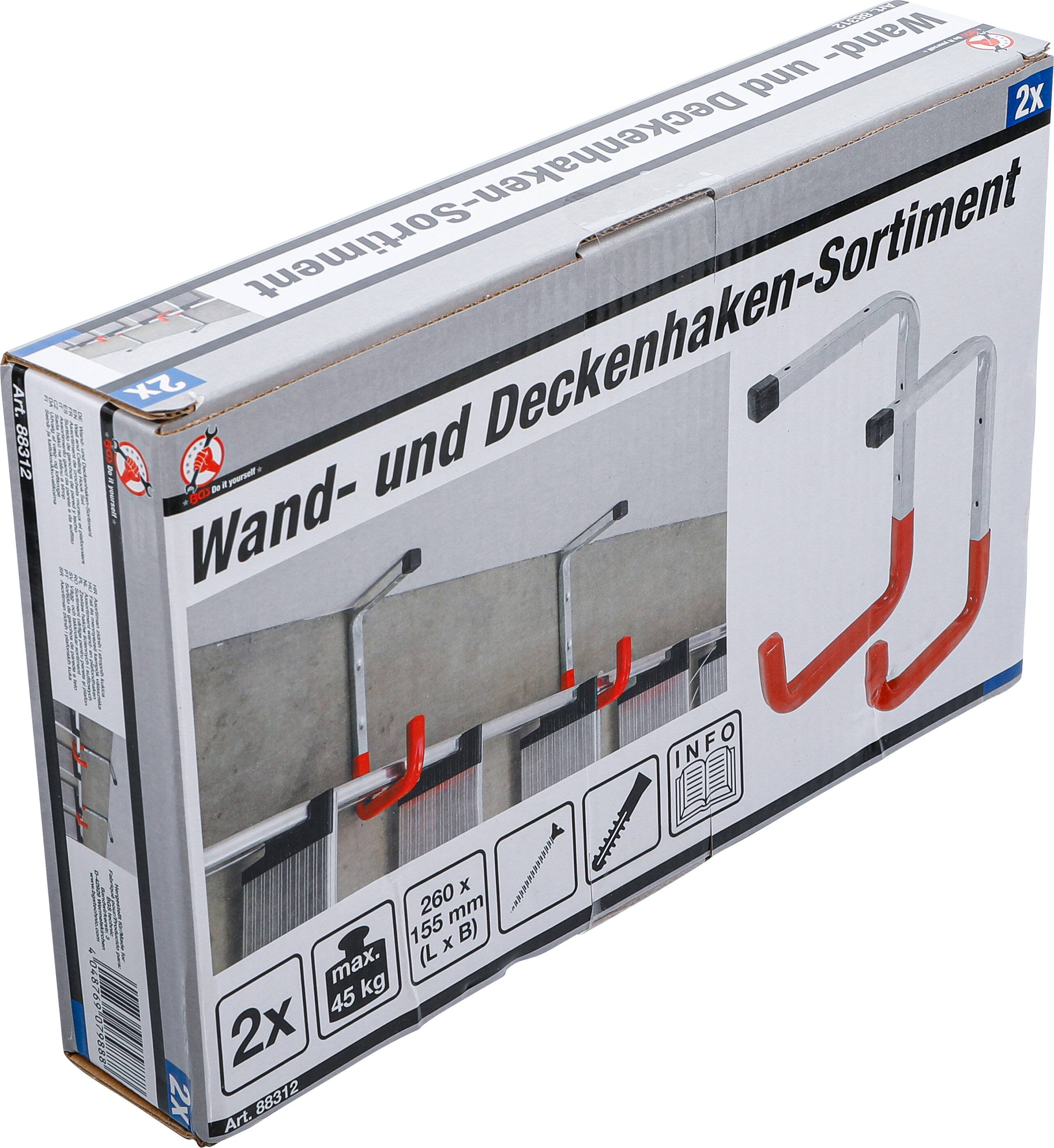 BGS Set wand- en plafondhaken 260 x 155 mm-3