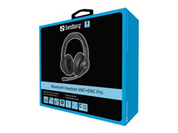 Sandberg Bluetooth Headset ANC+ENC Pro Kopfhörer Kabellos Kopfband Musik/Alltag Schwarz (126-45)
