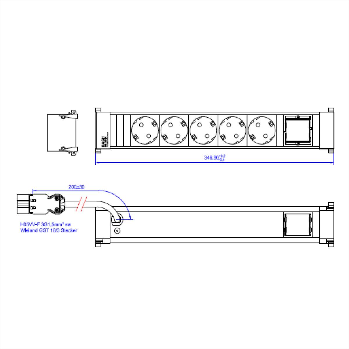 BACHMANN POWER FRAME 5xCEE7/3 1xCM 0,2m GST18i3-1