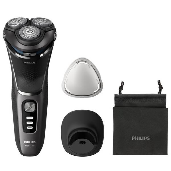 Philips S3343/13 herenscheerapparaat met roterende trimmer, zwart en chroom