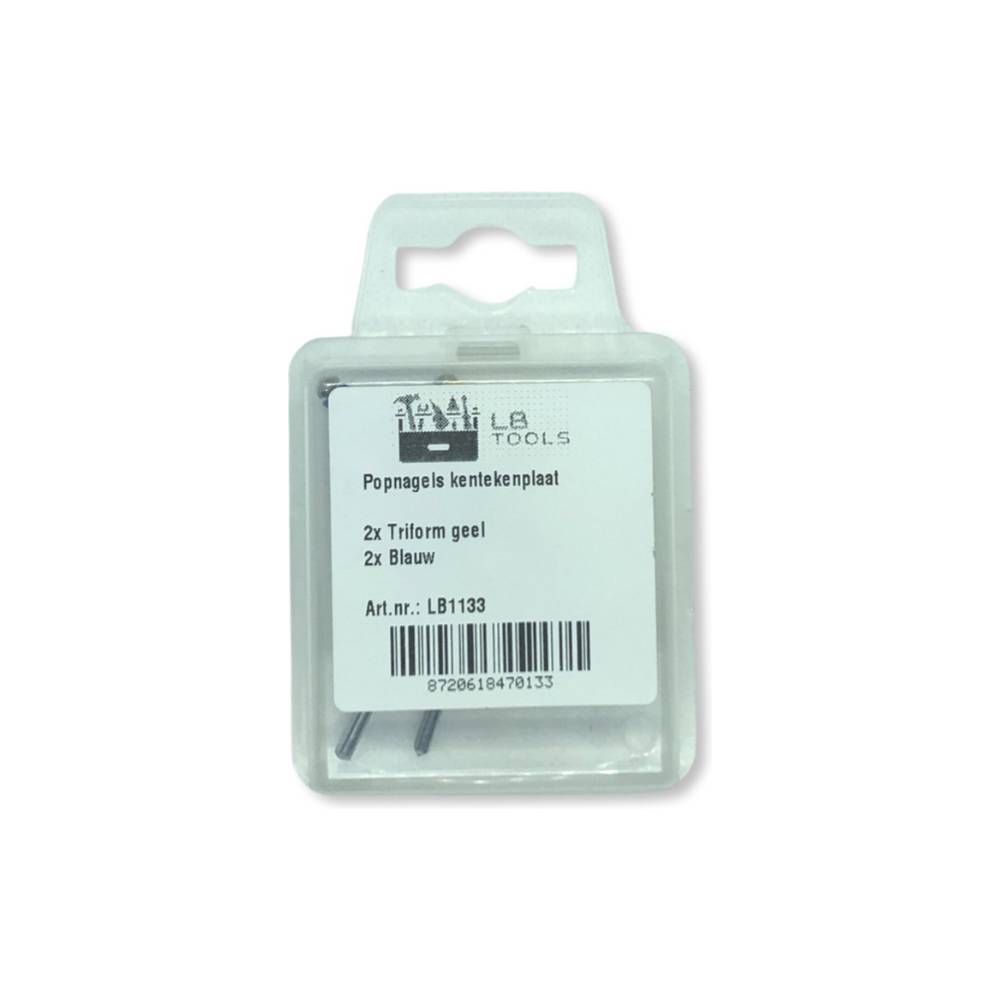 LB Tools Popnagels kentekenplaat geel en blauw aluminium (4 st)-1