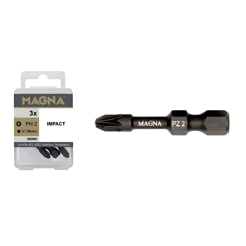 MAGNA 1/4" Hybrid impact bit Pozidriv PZ2 (3st)-0
