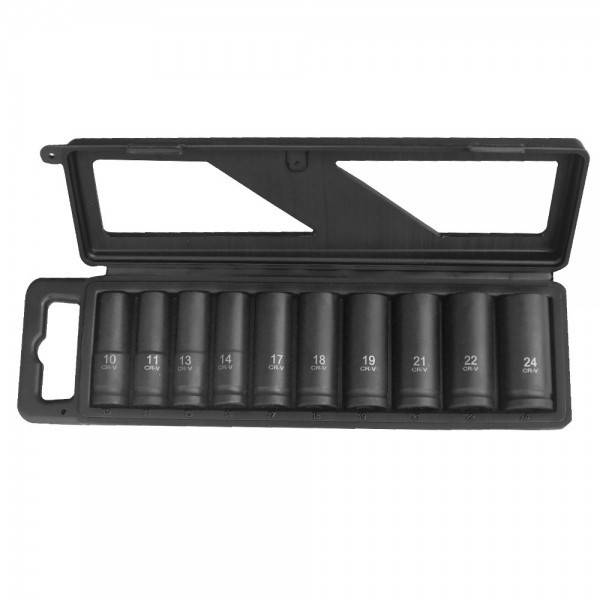 WEBER TOOLS 1/2'' Lange extra dunne krachtdoppen 10 delig (6-kant)