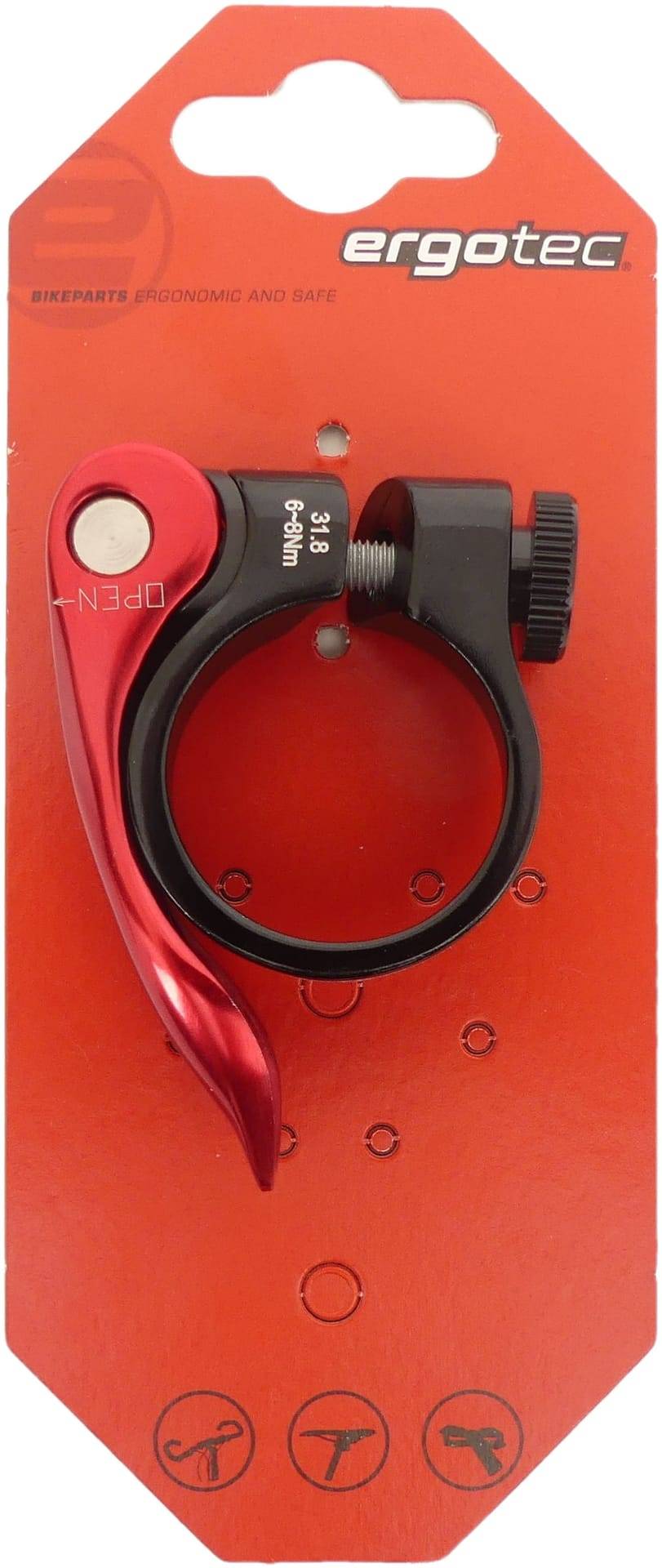 Zadelpenklem Ergotec SCQ-0100 ø31,8 mm aluminium met snelspanner - zwart/rood-1