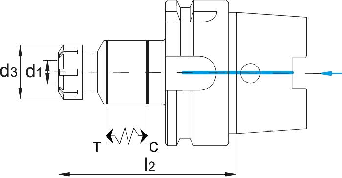 Phantom synchro taphouder, tbv ER spantangen (met vierkant), HSK63A, ER16-1