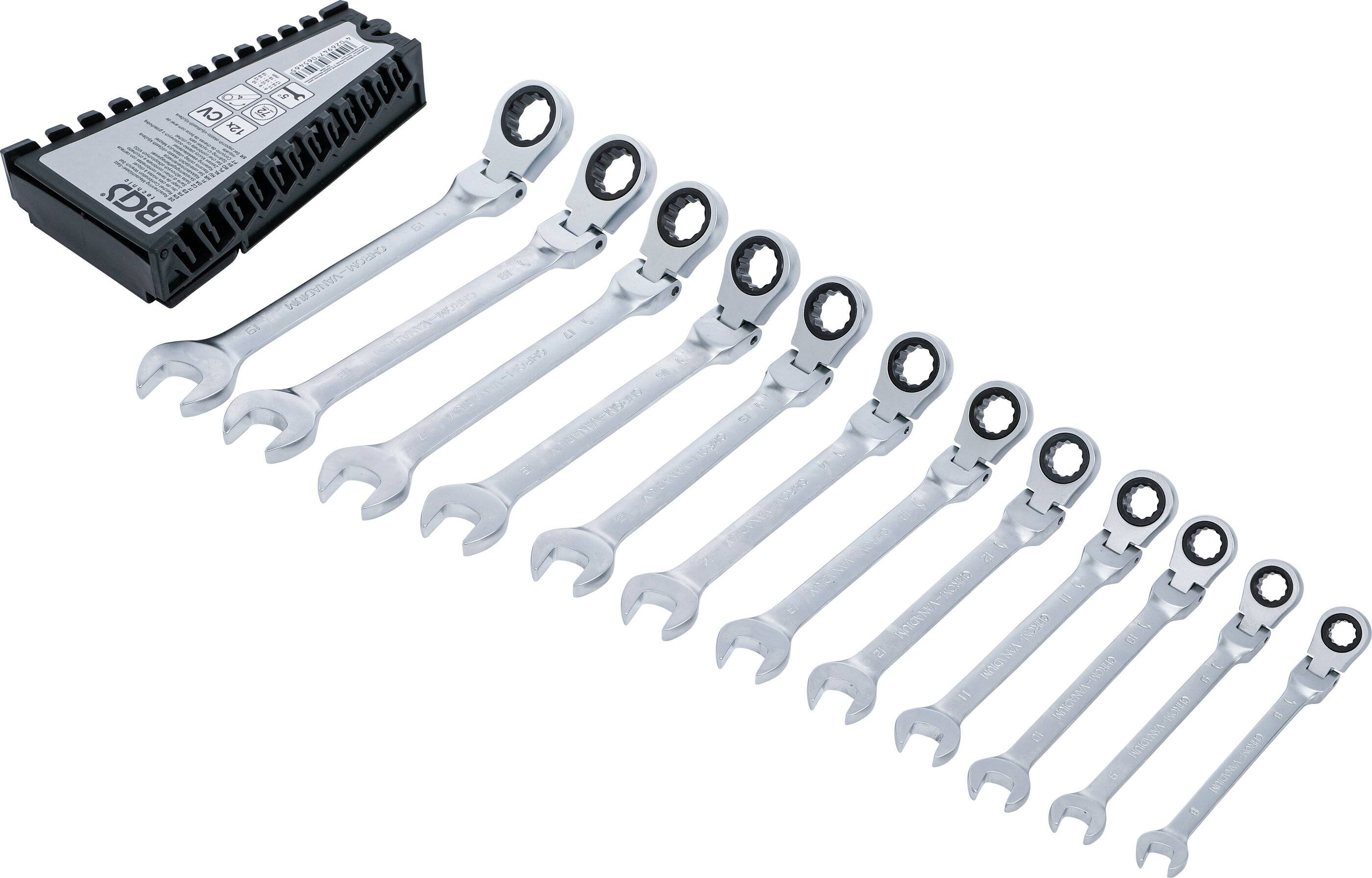 BGS Ratelring-steeksleutelset - plooibaar - 8 - 19 mm - 12 delig-4