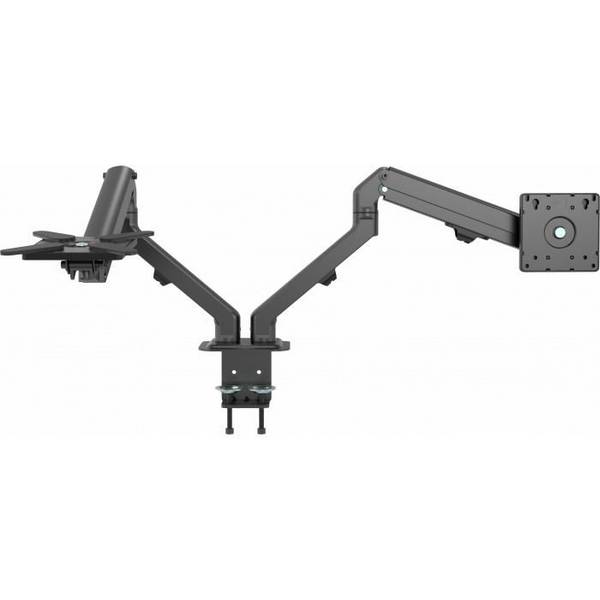 Vision Black monitorarm voor op het bureau, 100x100 inch, dubbel scherm