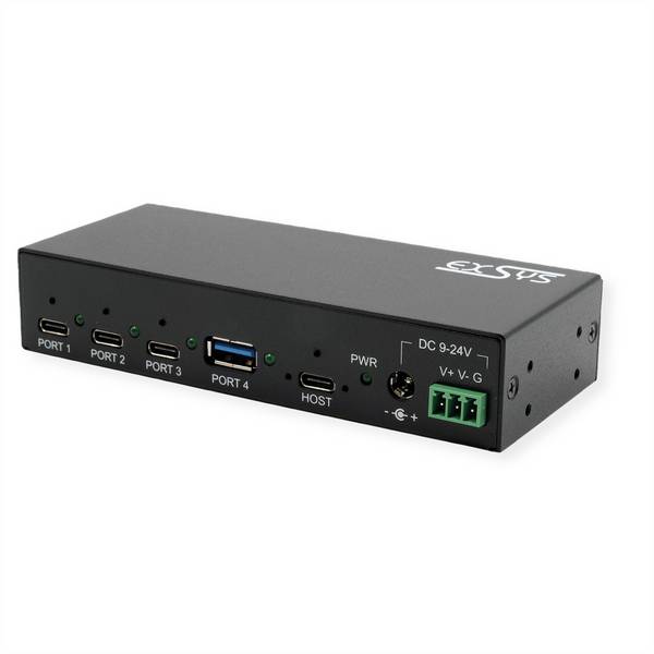 EXSYS EX-12293HMS 4-poorts USB 3.2 metalen HUB 3x C- en 1x A-poorten