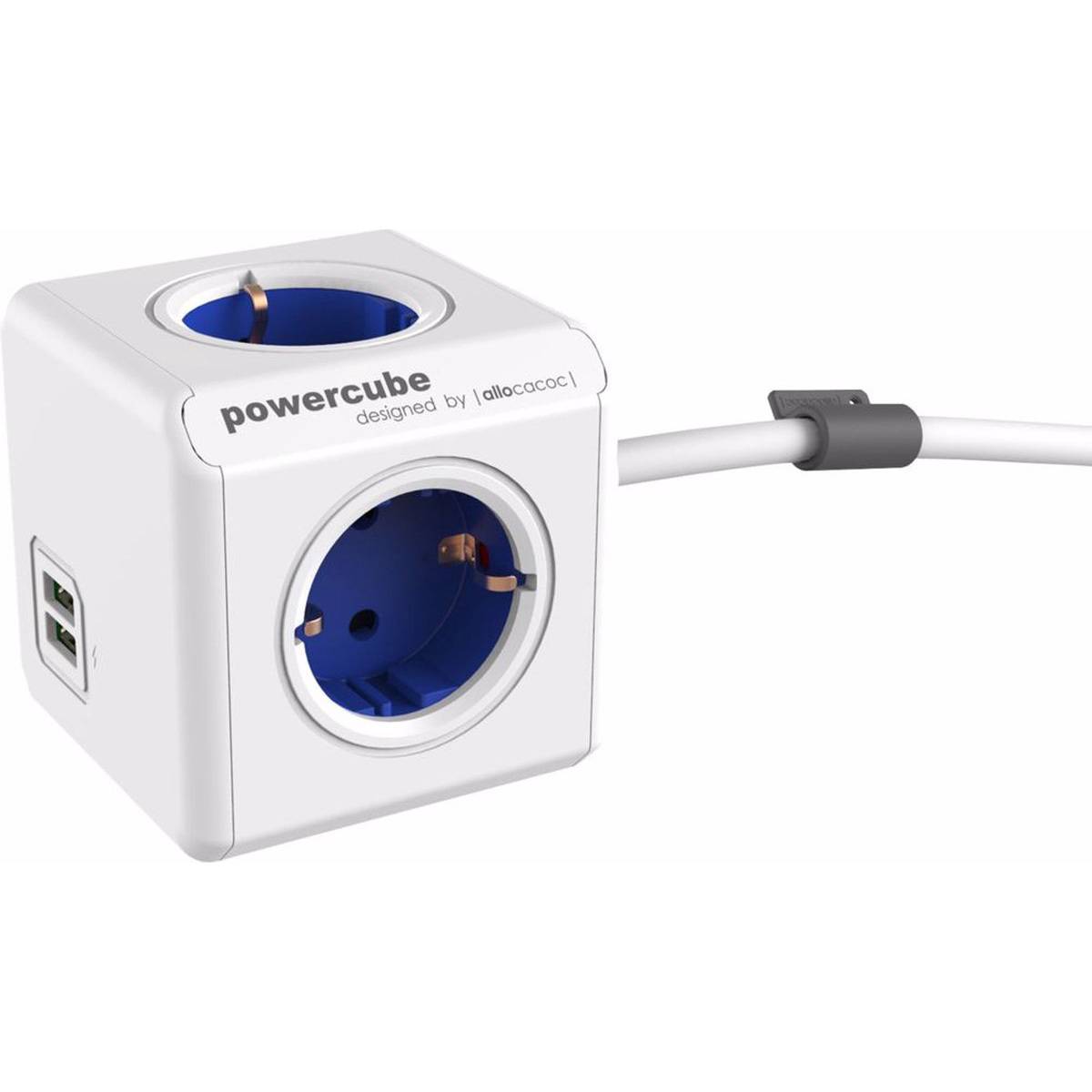 Allocacoc stekkerdoos powercube wit blauw 87184440869948718444086994-3
