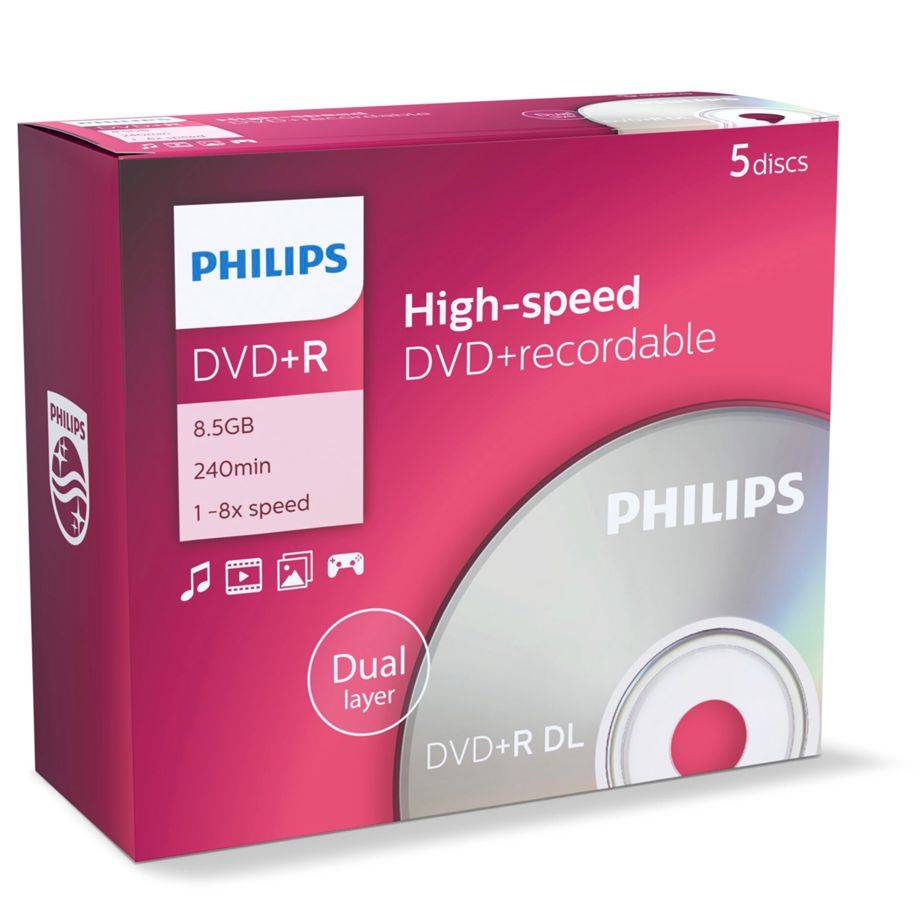 1x5 Philips DVD+R 8,5GB DL 8x JC-0