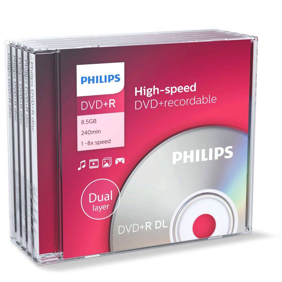 1x5 Philips DVD+R 8,5GB DL 8x JC-1