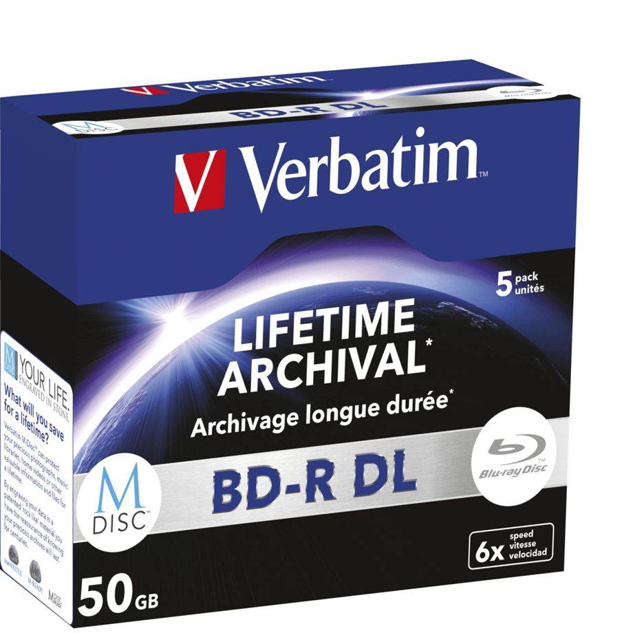 1x5 Verbatim M-Disc BD-R Blu-Ray 50 GB 6x snelheid, Jewelcase-0