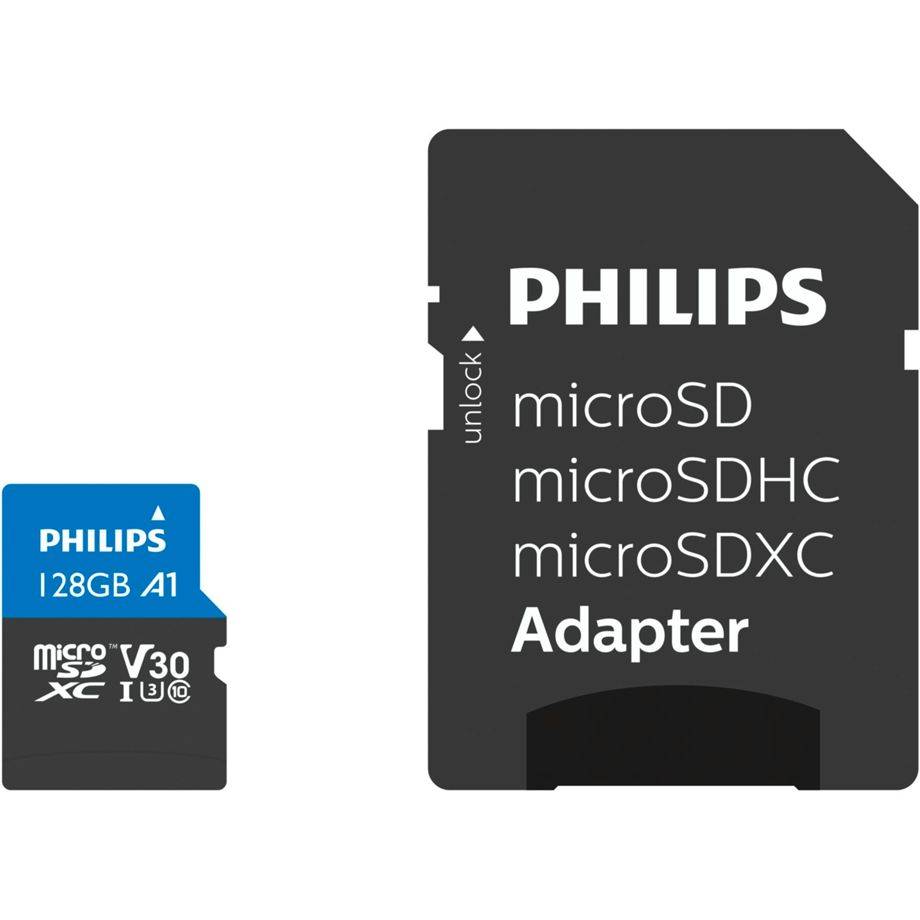 Philips MicroSDXC-kaart -128GB Klasse 10 UHS-I U3 incl. Adapter-0