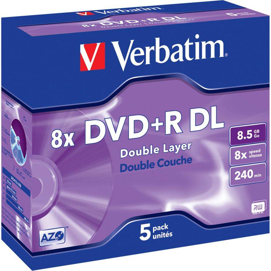 Verbatim DVD+R Double Layer discs in Jewel Case - 8-speed - 8,5 GB / 5 stuks-0