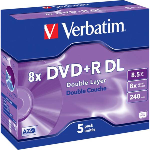 Verbatim DVD+R Double Layer discs in Jewel Case - 8-speed - 8,5 GB / 5 stuks