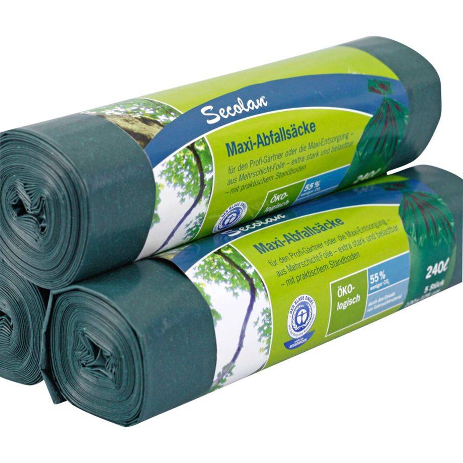1x5 Secolan Maxi-Afvalzakken 240 l groen/zwart-0