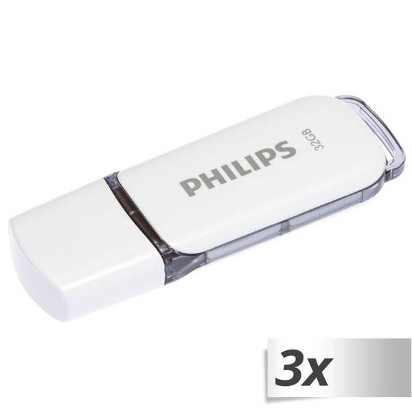 Philips USB 2.0 3-pack - 32GB Snow Edition Schaduwgrijs