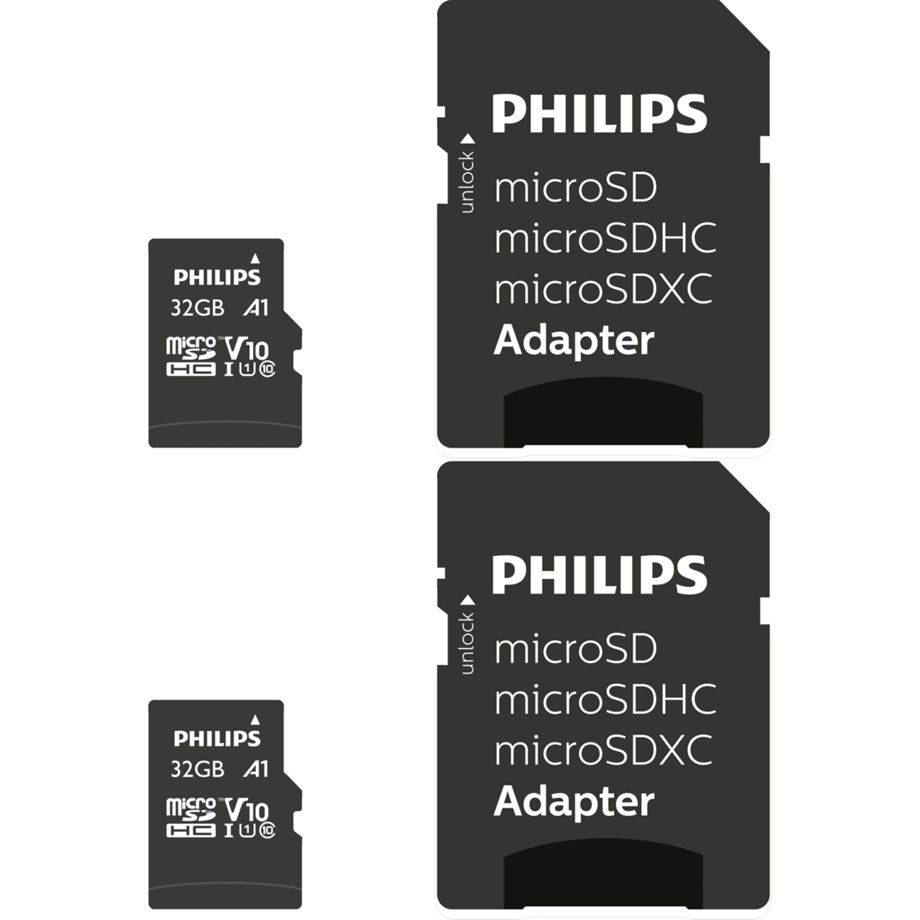 Philips MicroSDHC 2-pack 32GB klasse 10 UHS-I U1 incl. Adapter-0