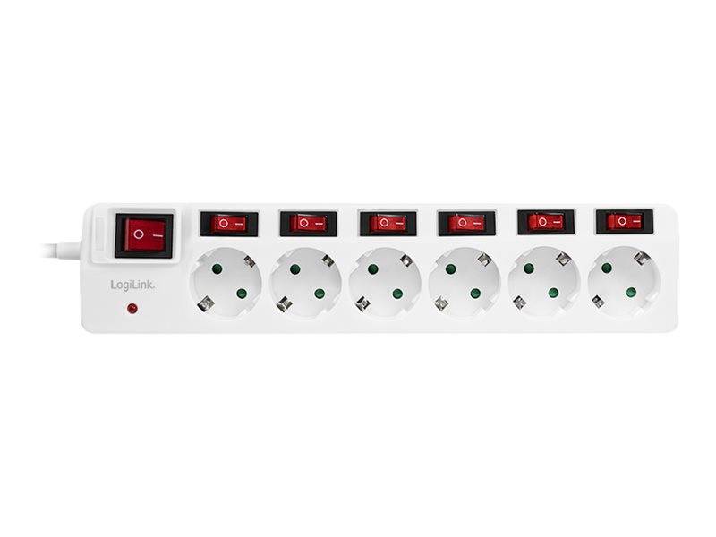 LogiLink stekkerdoos 6-voudig, 6xCEE 7/3, m. 7 schakelaars, wit-2