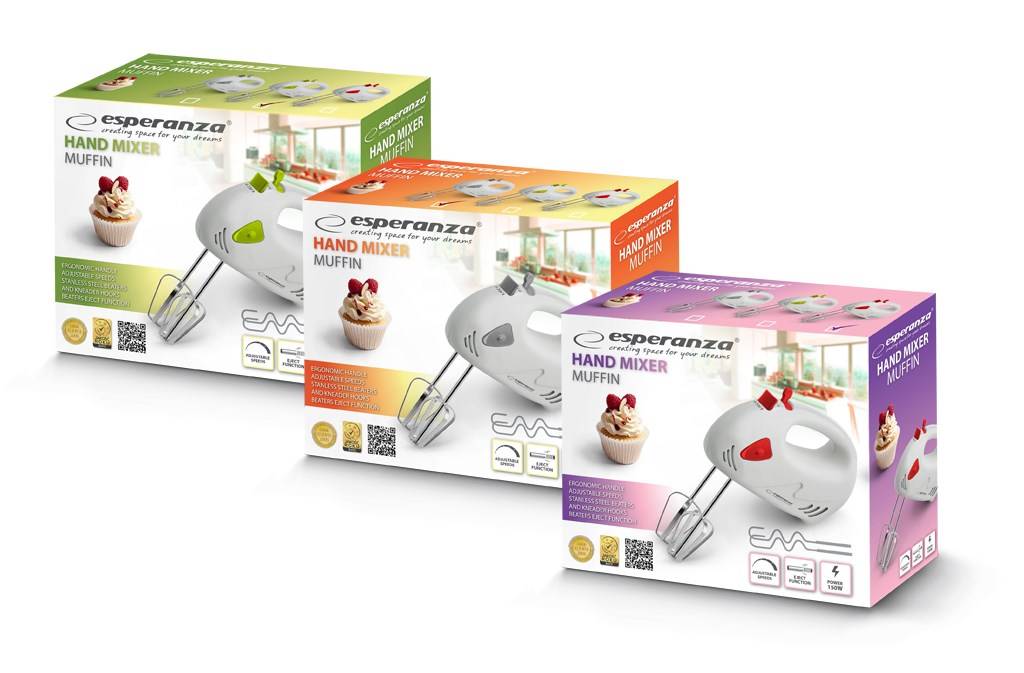 Esperanza EKM007WE handmixer, grijs, wit, 150 W-6