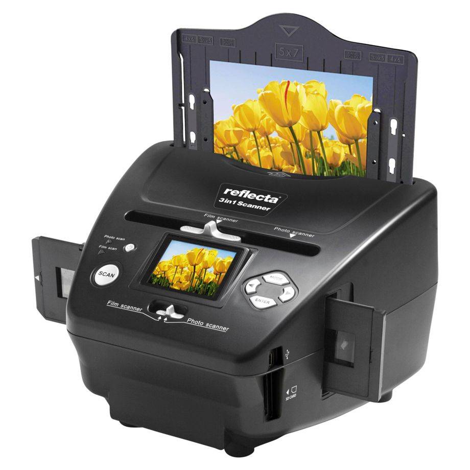 Reflecta 3in1 Scanner Diascanner, Fotoscanner, Negatiefscanner 1800 dpi Digitaliseren zonder PC, Display, Geheugenkaart-0