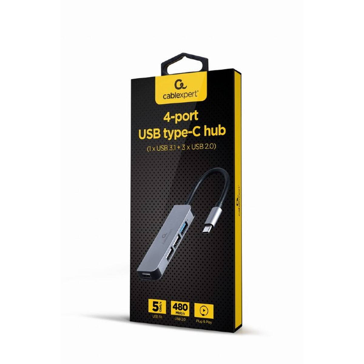 GEMBIRD UHB-CM-U3P1U2P3-01 Hub USB; USB-A aansluiting x4,USB-C-stekker; Cablexpert; grijs - 1 stuk-1