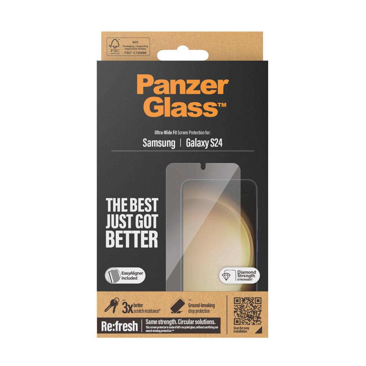 PanzerGlass Refresh Ultra-Wide Fit Anti-Bacterial Screenprotector incl. applicator Samsung Galaxy S24-2