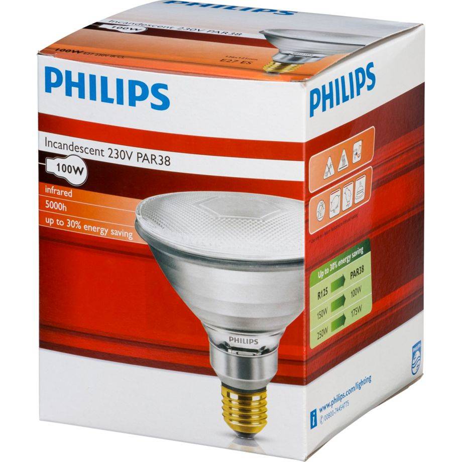 Philips infraroodlamp PAR38 IR 100W E27 230V CL-0