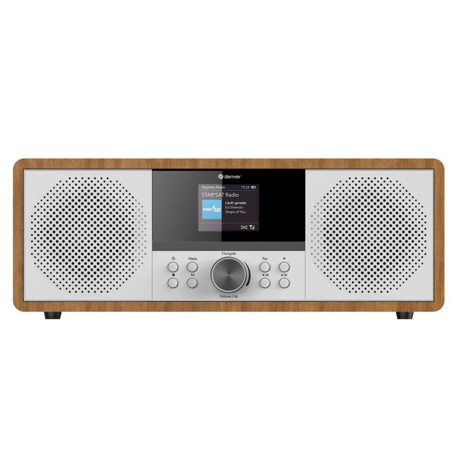 Denver MIR-270DW Internetradio met CD-speler Internet, DAB+, VHF (FM) AUX, Bluetooth, CD, USB, WiFi, Internetradio Hout-1