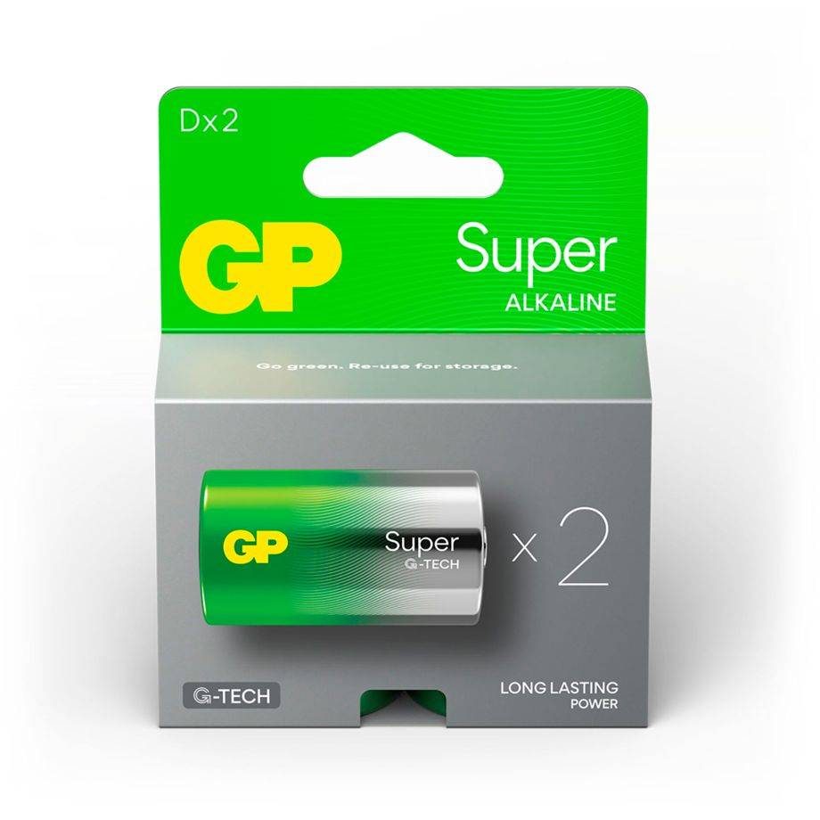 1x2 GP Super Alkaline 1,5V D Mono LR20 rel. 03013AETA-B2-2