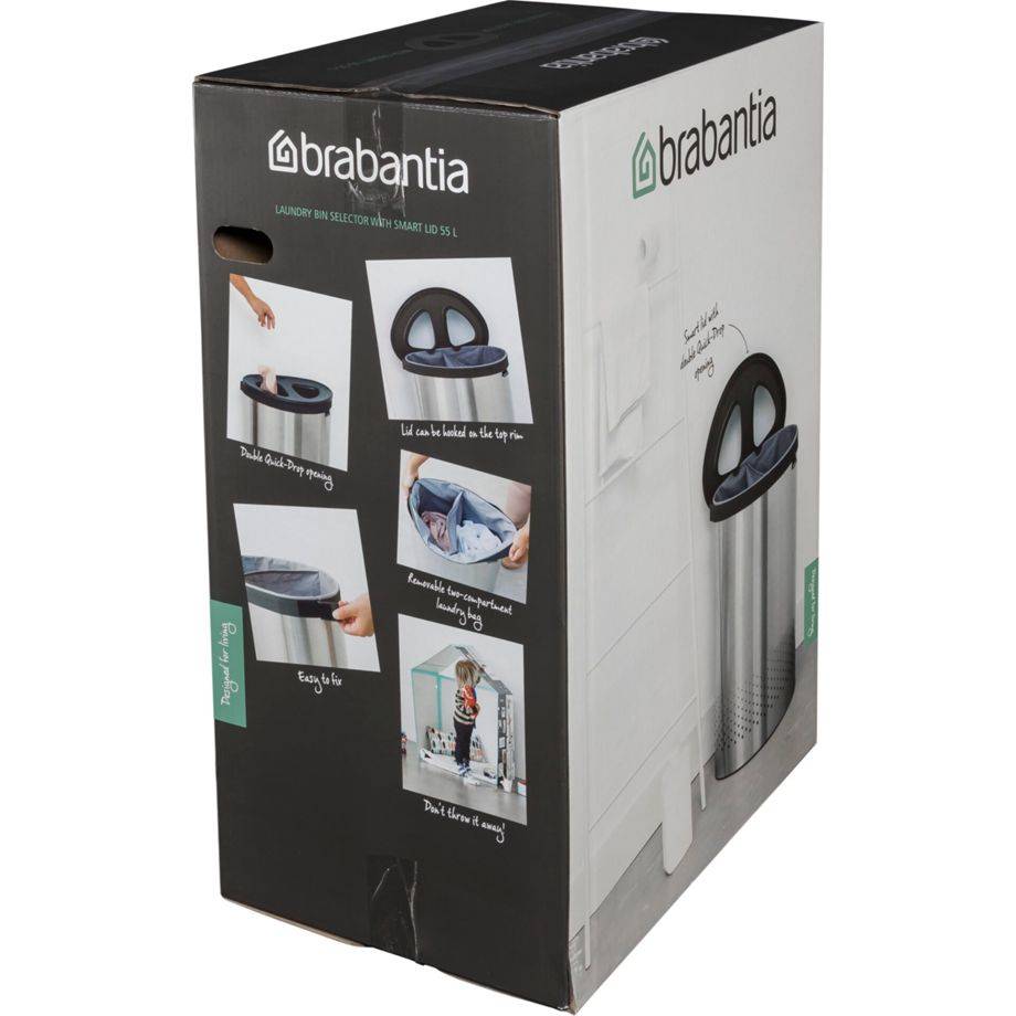 Brabantia wasbox, 55 L donkergrijs/wit-2