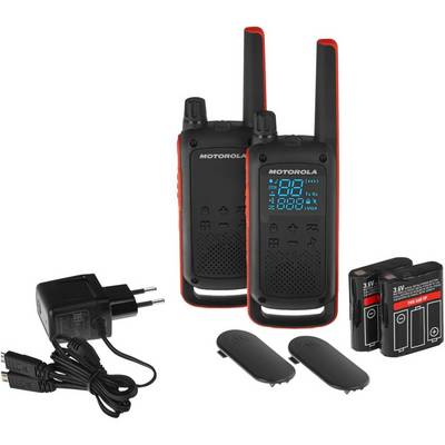 Motorola T82 Twin Pack portofoon met 16 kanalen, zwart en oranje.-0
