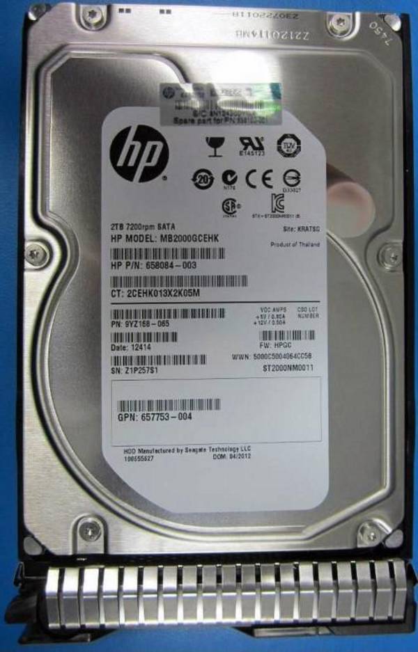 Hewlett Packard Enterprise 2TB hot-pluggable SATA harde schijf - 7.200 RPM, roodstandsnelheid van 6 Gb per seconde, 3,5-