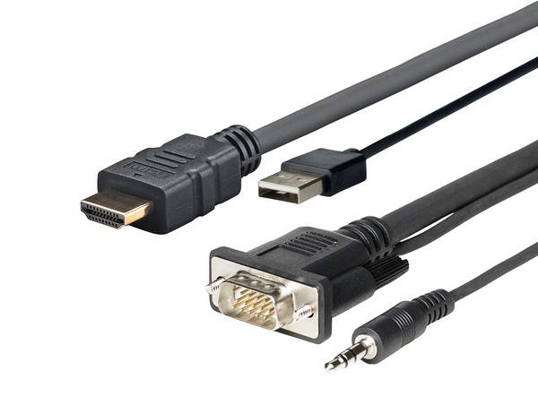 Vivolink HDMI+VGA+USB+3,5mm - HDMI+VGA+USB+3,5mm, 3,0m, Zwart