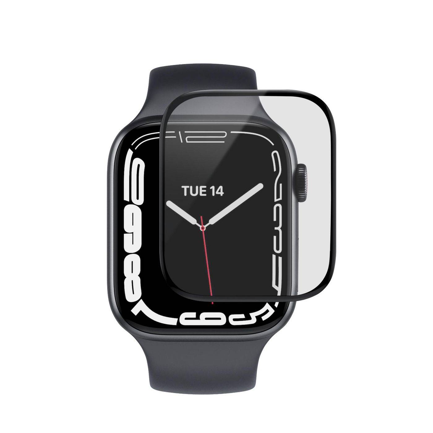 eSTUFF Titan Shield Flexibele Hybride Glas Screenprotector voor Apple Watch Series 9/8/7 45mm - Helder/Zwart-0