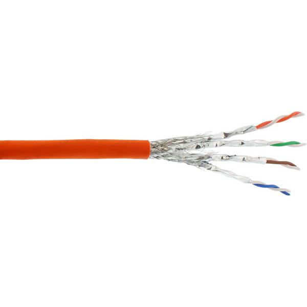 InLine® Patchk., S/FTP (PiMf), Cat.6A, 500MHz, halogeenvrij, koper, oranje, 100m