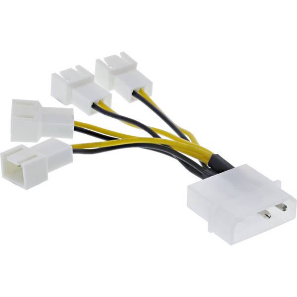 Molex (m) - 4x 3-pins Case Fan (m) voedingskabel - 0,15 meter