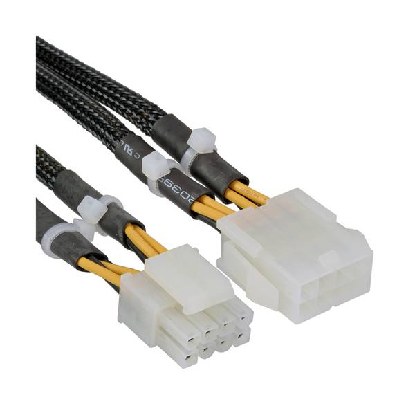 2x ATX12V P4/1x EPS12V 8-pins (m) - EPS12V 8-pins (v) voedingskabel - 0,30 meter