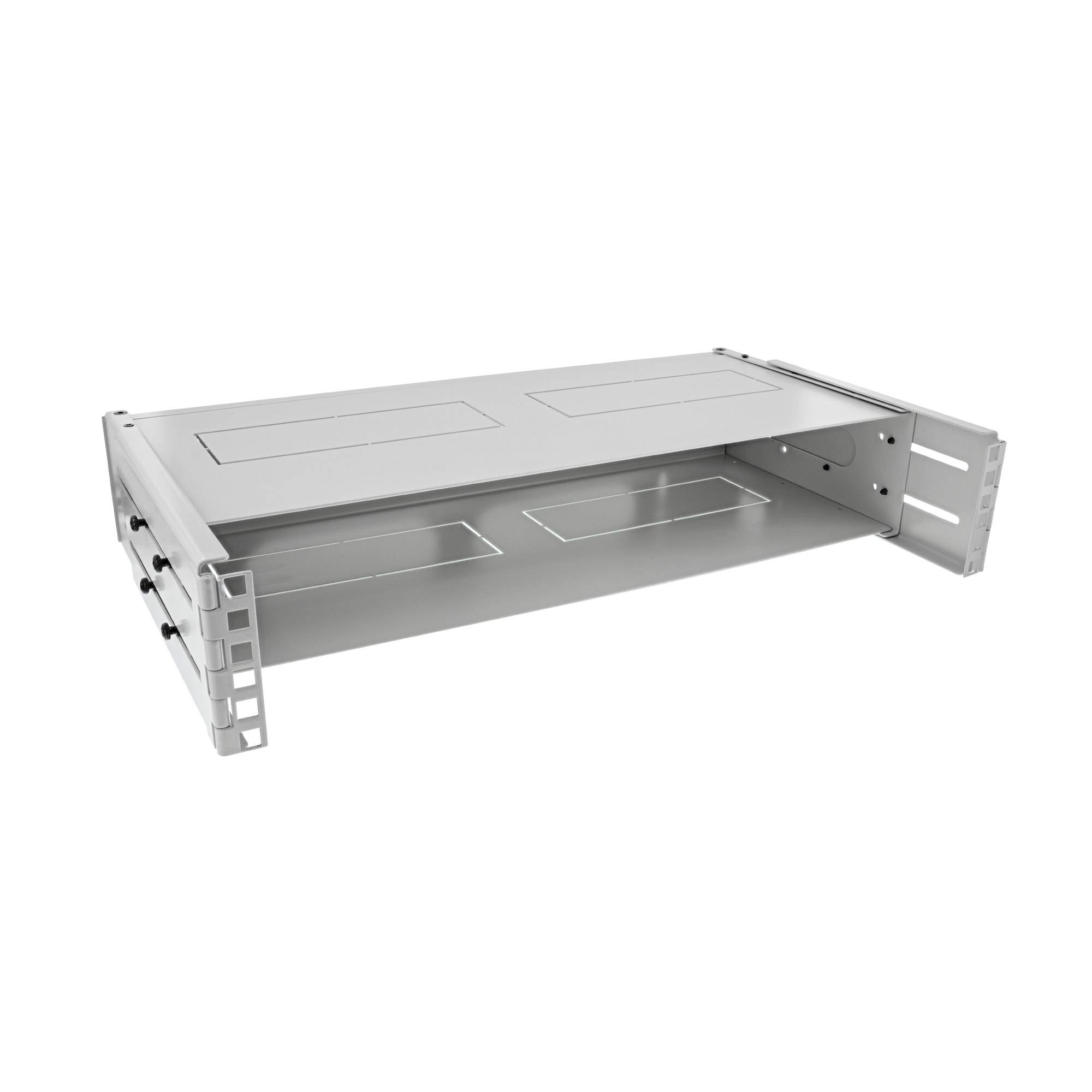 Muurbeugel voor 19 inch componenten | bodem en deksel | 24-40 cm diep | max. 10 kg | 2U | grijs-0