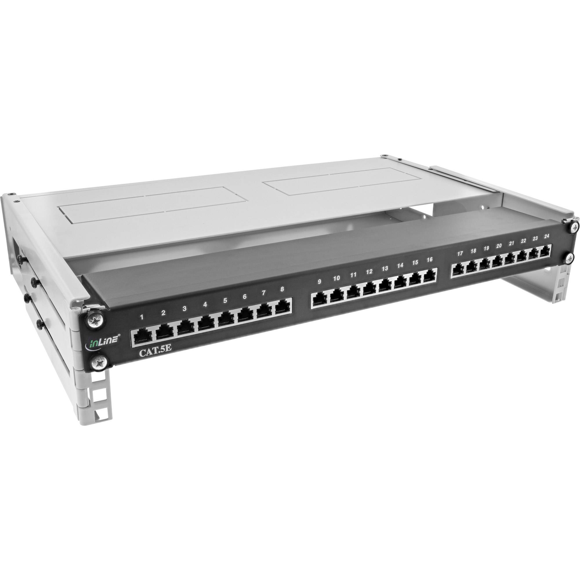 Muurbeugel voor 19 inch componenten | bodem en deksel | 24-40 cm diep | max. 10 kg | 2U | grijs-1