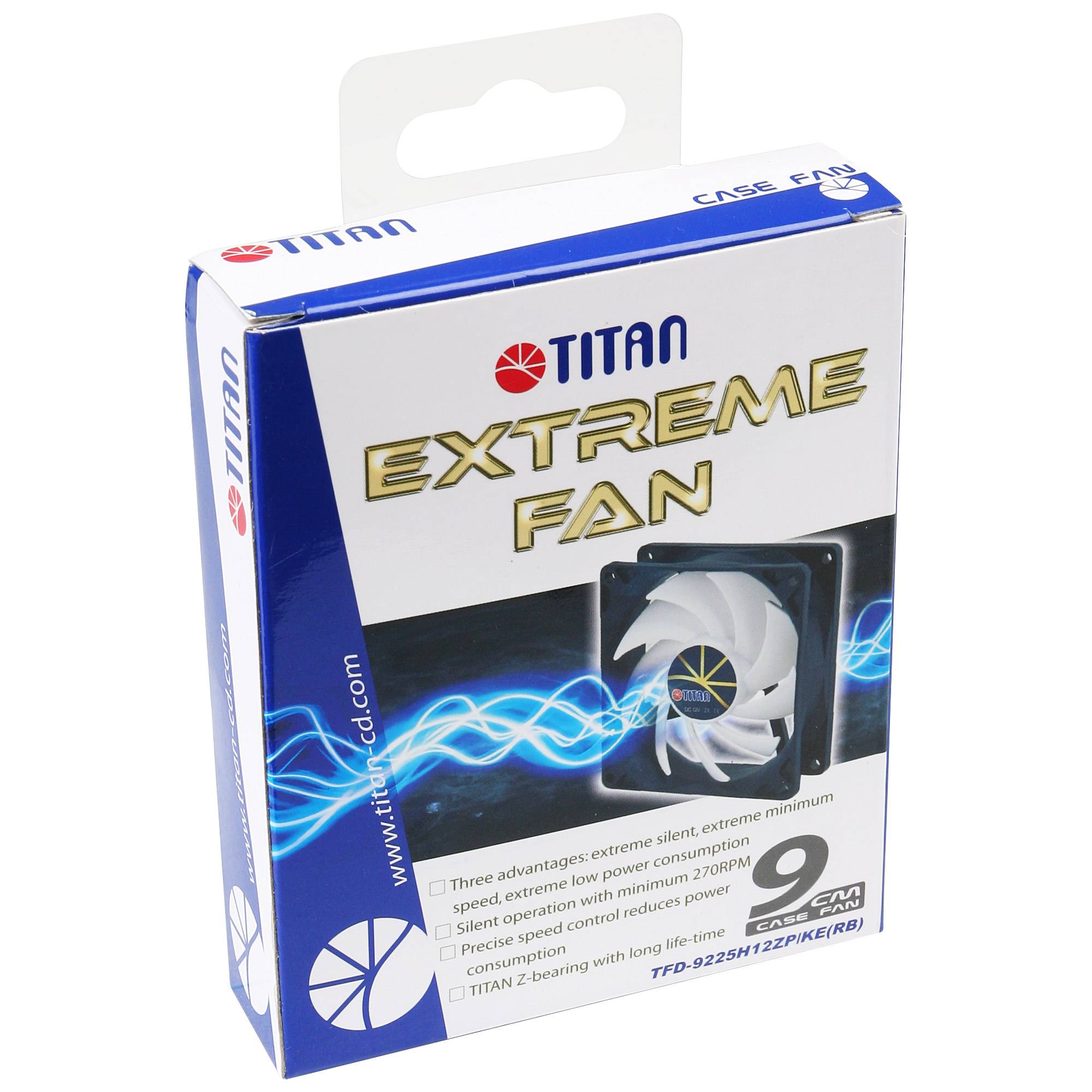 Titan Extreme Silent ventilator (case fan) voor in de PC met Z-Axis lager en PWM-functie - 92 x 92 x 25 mm-2