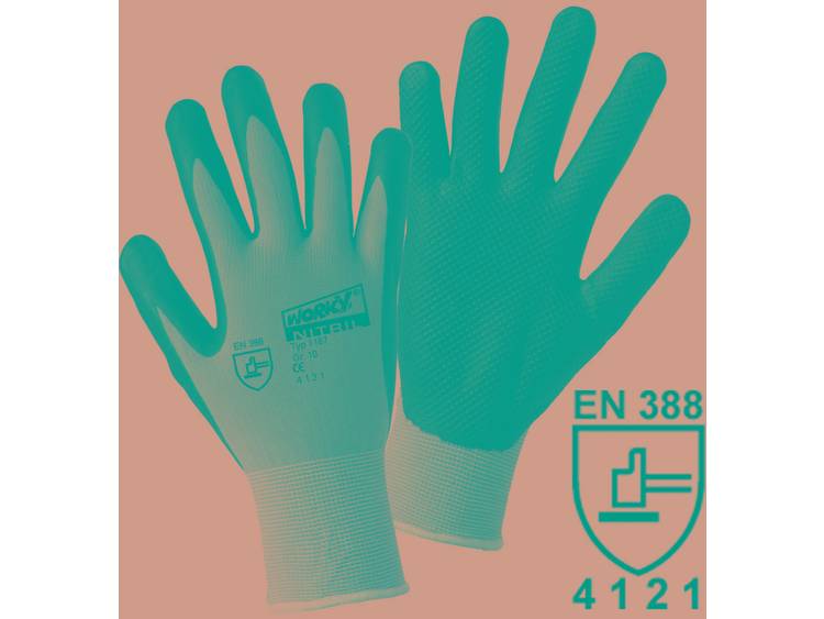 Worky 1167 NITRIL GRID fijne gebreide handschoen maat 7 100% polyamide met geschuimde Nitrilcoating 